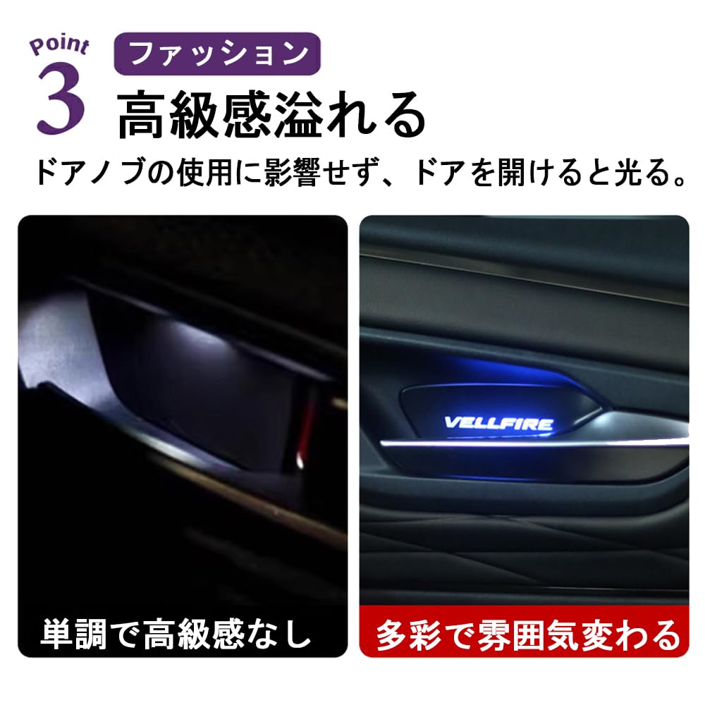 SAWAKAKI Лампа подсветки двери салона для Toyota Alphard 30 серии, светодиодная подсветка с логотипом, 7 цветов переключения (Набор из 2 предметов)