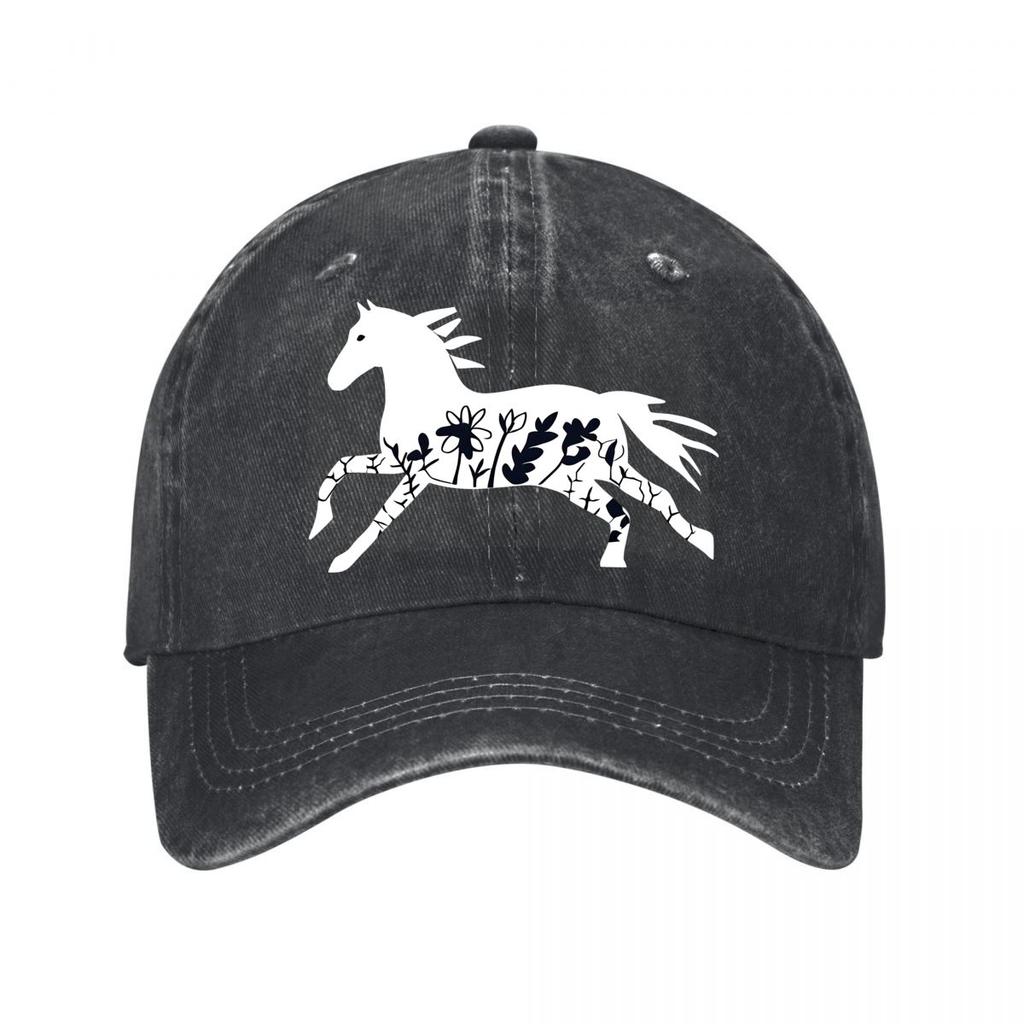 Retro Running Horse Unisex Adjustable Allseason Graphic Pattern Buckle Closure INFASHULE Washed Baseball Cap