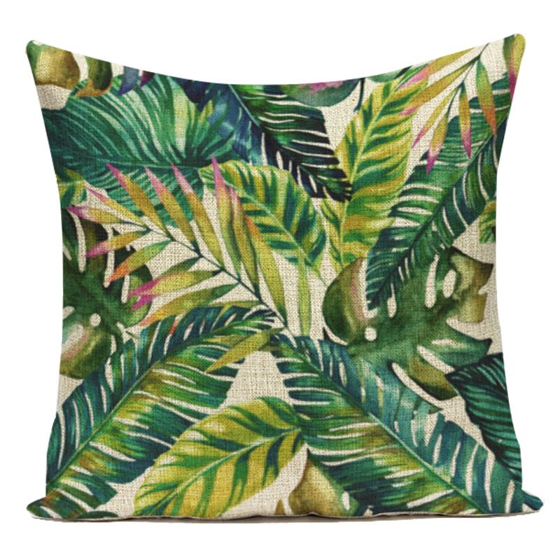 Polyester Decorative Pillows Tropical Cactus Palm Leaf Sofa Home Decor Cushion Cover Pillowcase for Living Room
