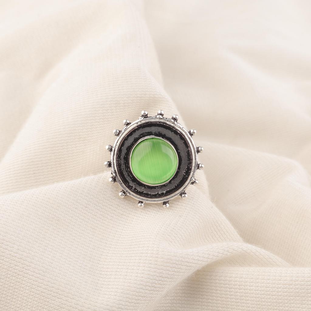 Wonderful Green Cat's Eye Gemstone Jewelry, 925 Solid Sterling Silver Ring, Handmade Spiritual Ring For Wedding Gift