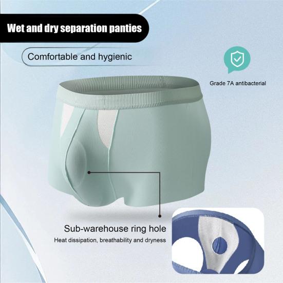 Men Boxer Underwear Mid-rise Elastic Waistband Double Layer Holes Shorts Briefs