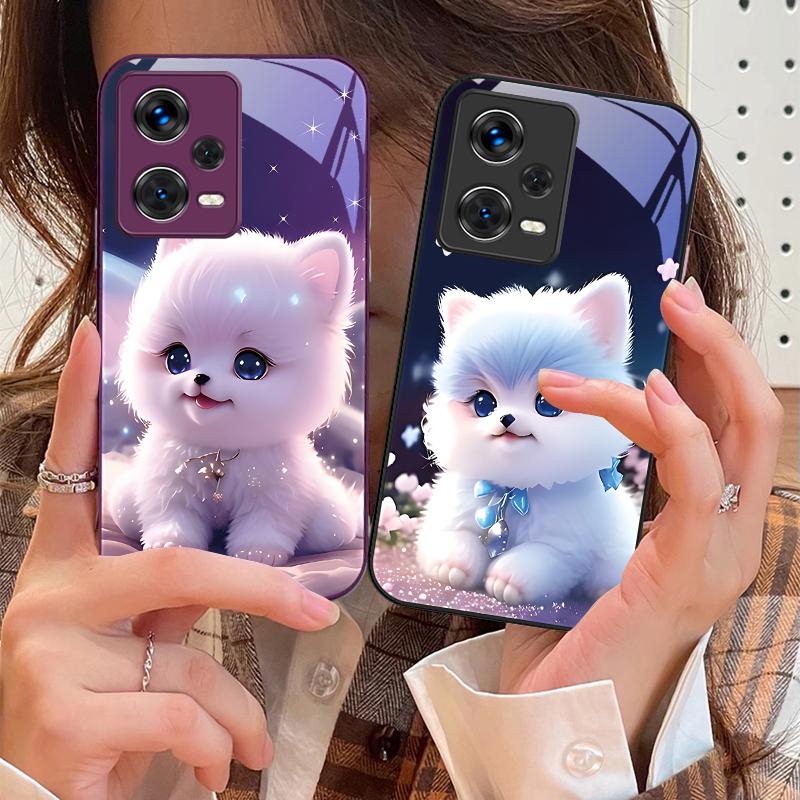 Милая маленькая собачка зеленая для Xiaomi 14 Ultra 13 Lite Redmi Note 13 11 Pro 12 Plus Poco X6 3 Pro F4 6 GT Чехол для телефона из закаленного стекла