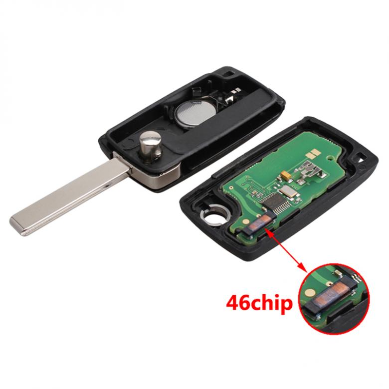 433 МГц, 2 кнопки, сменный дистанционный ключ от автомобиля с чипом, брелок-передатчик, кликер, сигнализация, подходит для Peugeot 2004-2008, ключ