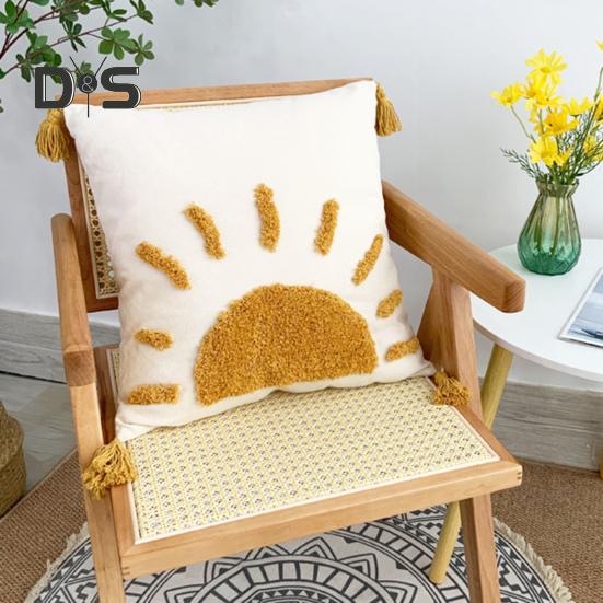 Вышитая наволочка, вышитая наволочка с кисточками, декоративная наволочка из хлопка и льна для дивана, кровати, автомобиля