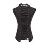 Черный корсет в стиле стимпанк, одежда для женщин, парча, готический, полный стальной костяной бюстье под грудью, сексуальный жилет
