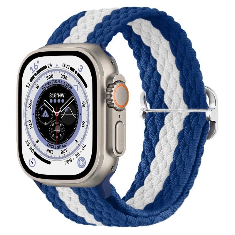 Нейлоновый ремешок для Apple Watch Band 10 9 8 7 45мм 41мм 42мм 46мм Ultra 49мм Дышащий Регулируемый Браслет iWatch 6 5 4 SE2 Пояс