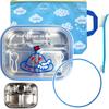 Childrens Stainless Steel Lunch Box Set, Blue Spaceship, Lunch Box + Bag + Cleaning Brush, Popular Korean Parenting Items