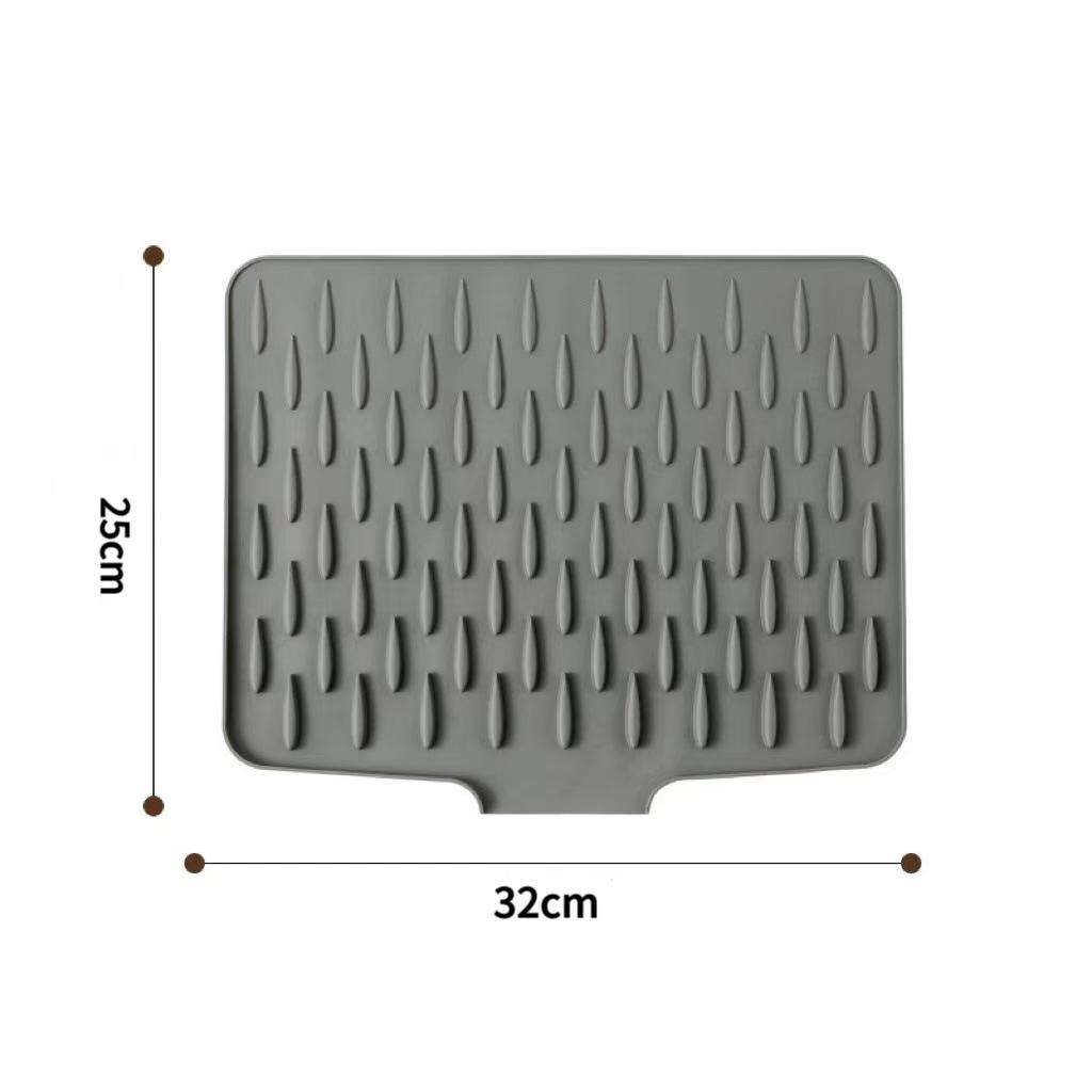 Silicone Kitchen Drain Mat with Built-in Drainage Non-Slip Heat Resistant Drying Pad for Countertop Sink Refrigerator Easy Clean