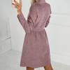 Женская однобортная рубашка на пуговицах с длинными рукавами, вельветовое платье