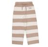 Starbucks Collaboration Gela Pique Powder Bear Embroidered Striped Long Pants In Mocha Beige