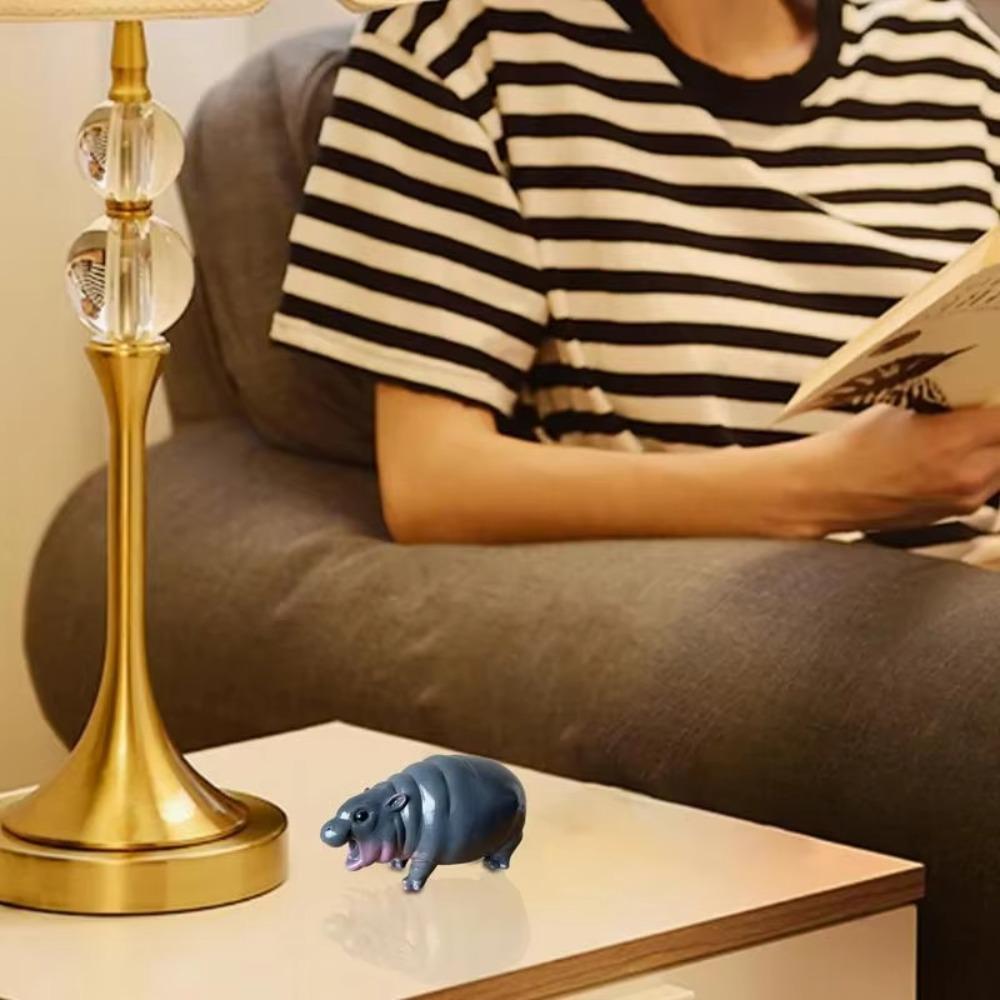 Mini Moo Deng Hippo Ornaments The Bouncy Pig Hippo Resin Figurines Fans Collection