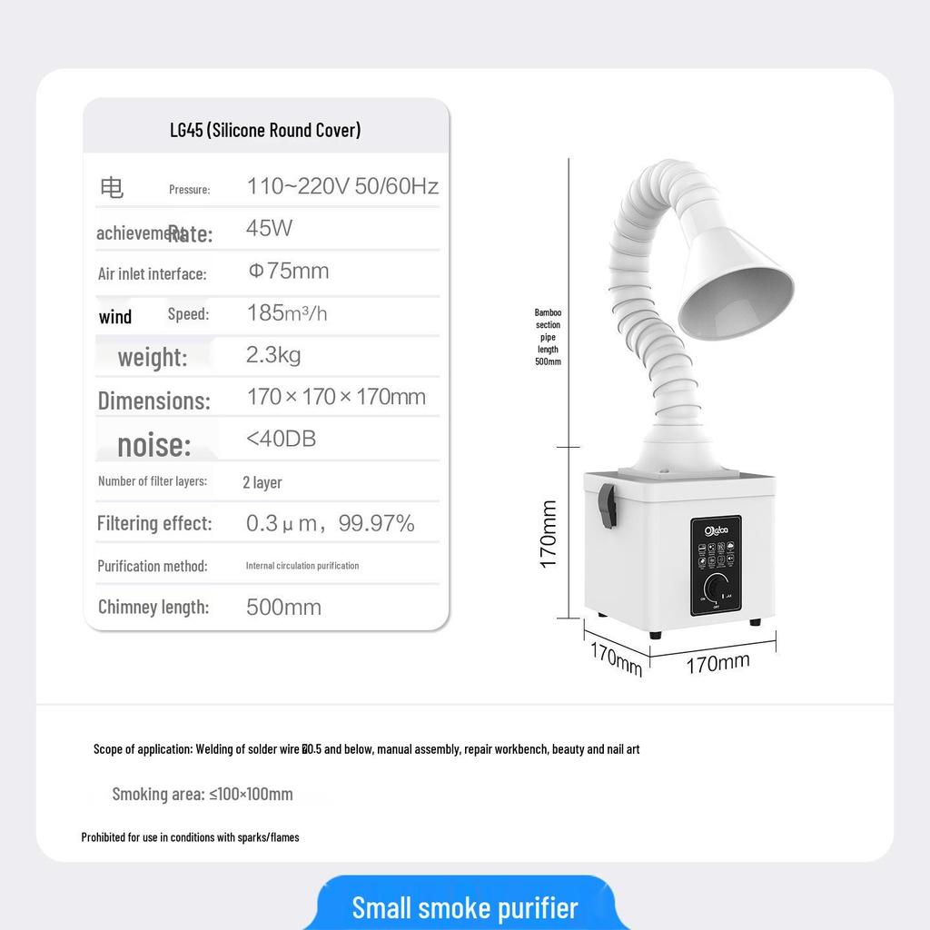 Desktop Fume Extractor for Soldering and Welding - Compact Smoke Purifier and Filter Machine
