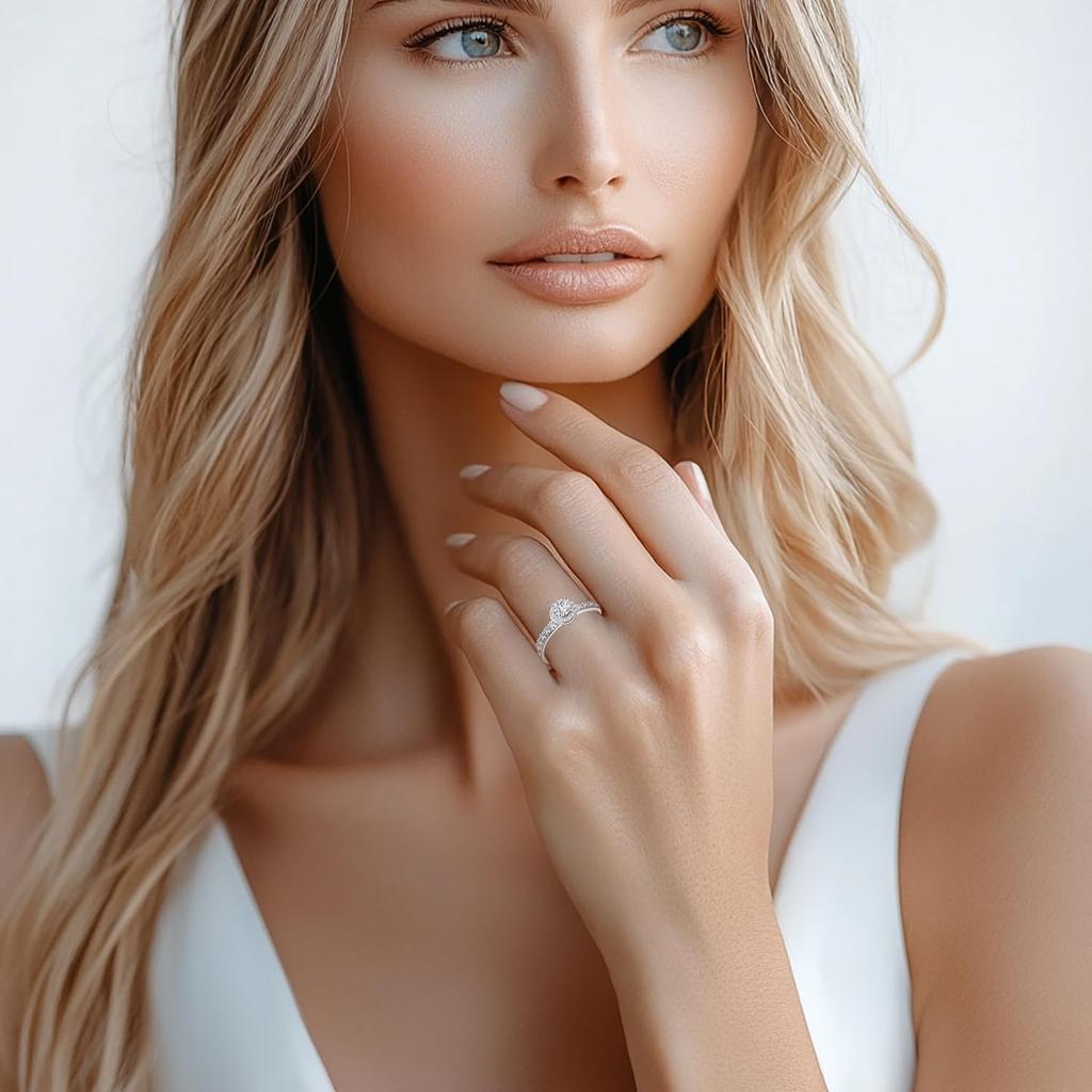 AGVANA Series Proposal Engagement Ring with Size 12 26 Wedding Perfect for Everyday White Day Christmas Gift Wrapping Included "halo" Women's Ring,