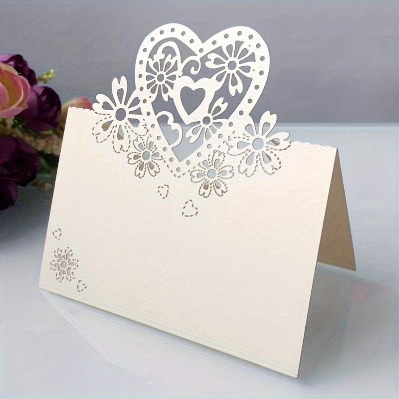 Wedding Name Place Cards 20 Pcs White Heart Cutout Table Seating Cards for Wedding Party Decoration