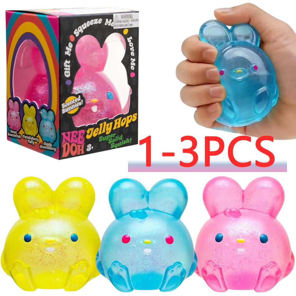 1-3Pcs Schylling Needoh Sensory Fidget Stress Relief Squishy Rabbit Anti-Anxiety Rabbit Squeeze Object For Focus Adhd Population