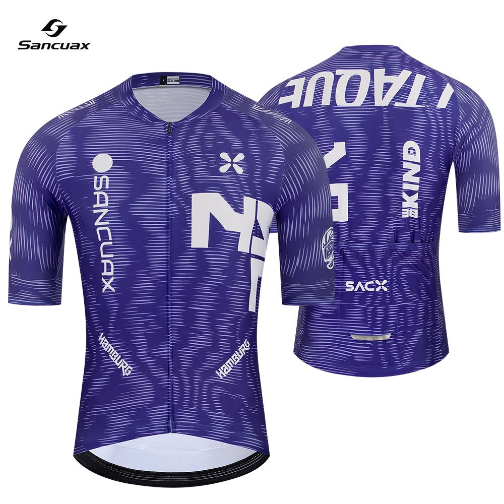 Summer Breathable Cycling Suit Sancuax Summer Clothing Men's Short Sleeves Set with Pockets Breathable Road Bike Maillot Ciclismo Hombre