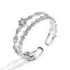 925 Silver Flower Lace Ring Korean Fashion Opening Inlaid CZ Adjustable Rings Valentine's Day Gift