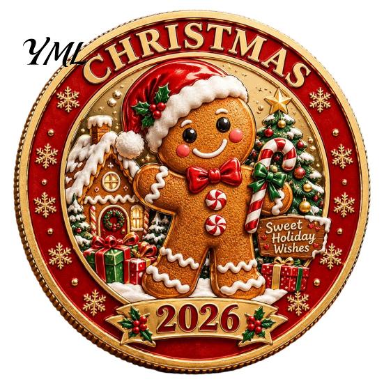 Unique Christmas Stocking Stuffers 2026 Coin, Holiday Commemorative Keepsake with Embossed Colorful Relief Art Coins Santa/Gingerbread Man/Snowman/Elk