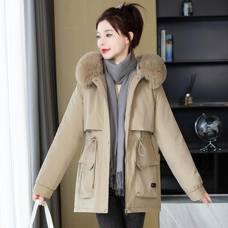 Короткая парка зимнее хлопковое пальто женская утепленная куртка с меховым воротником куртка из хлопка с капюшоном удобная и молодежная женская верхняя одежда