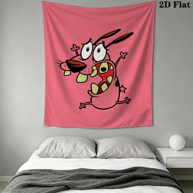 Courage the Cowardly Dog Wall Tapestry Aesthetic Wall Hanging Printed Fabric Blanket Decorative Tapestries for Bedroom Living Room Home Decor
