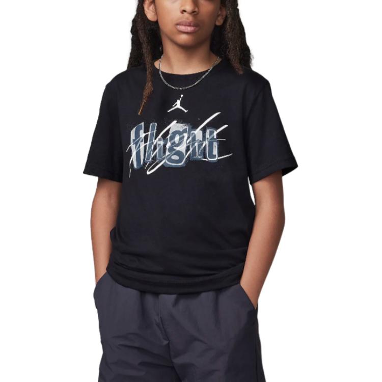 Nike Футболка Flight Team Comfortable Casual Soft с коротким рукавом для детей, топы черного цвета HQ7557-010
