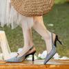 Luxury Diamond Pointed Heel High Heel Sandals Women's Baotou Banquet Dress Temperament Single Shoes Fairy Style