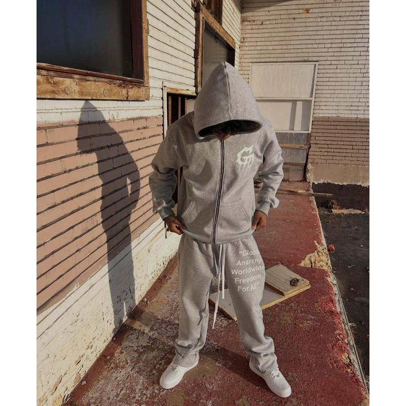 Streetwear Y2K Set Felpa con Cappuccio e Pantaloni della Tuta Stampa Trendy Pezzo Unico Giovani Adulti