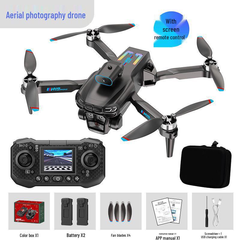 Foldable Brushless Drone with Intelligent Obstacle Avoidance and HD Screen Controller - H19 Aerial Photography Toy
