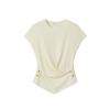French Round-neck Knitted Sweater, Summer Thin Sleeveless, Slimming and High-end Top, Short-sleeved Women's T-shirt with A Straight Shoulder