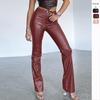 Women's Fashion Leather Pants Ladies High Bomb PU Leather Pants Straight Pants Women's Pants