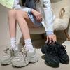 Spring New Women Lolita Thick Sole Korean Version Tall Dad Shoes Breathable Solid Color Versatile Sports Shoes Casual Shoes