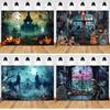 Halloween Party Decoration Hanging Cloth Horror Skull Ghost Ancient Castle Background Cloth Living Room Room Home Decoration