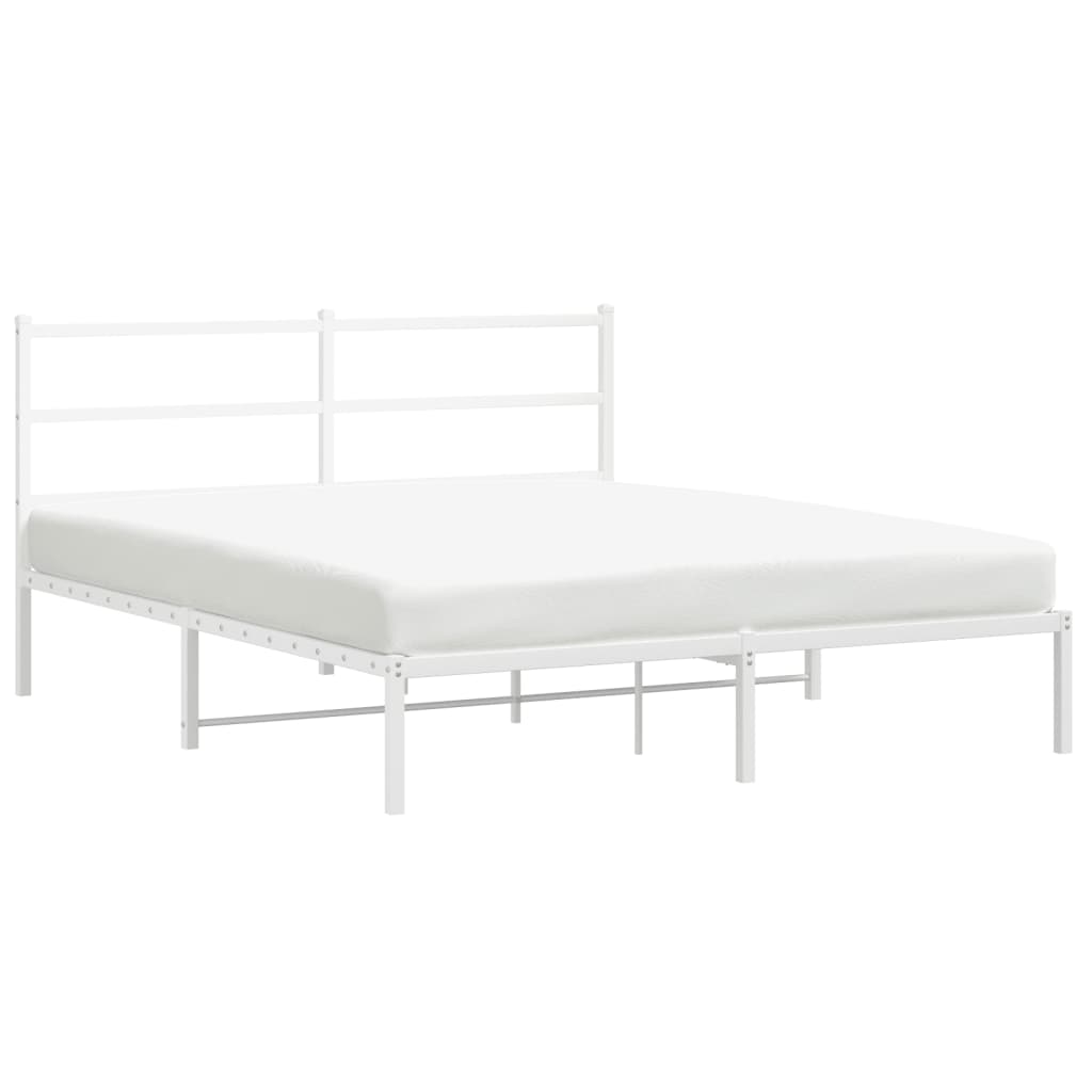 Vidaxl Металлическая Рама Кровати С Изголовьем, Белая, 150X200 См