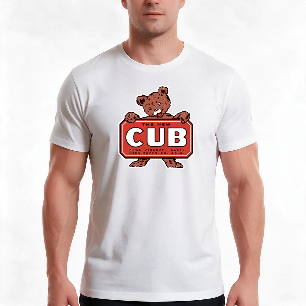The Piper Cub Tshirt Summer Casual Cotton Tee Oversized Streetwear Tops Vintage Graphic Print Loose Fit Short Sleeve