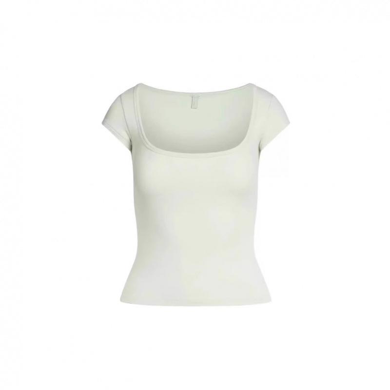 Футболка SKIMS из хлопкового джерси с квадратным вырезом и короткими рукавами