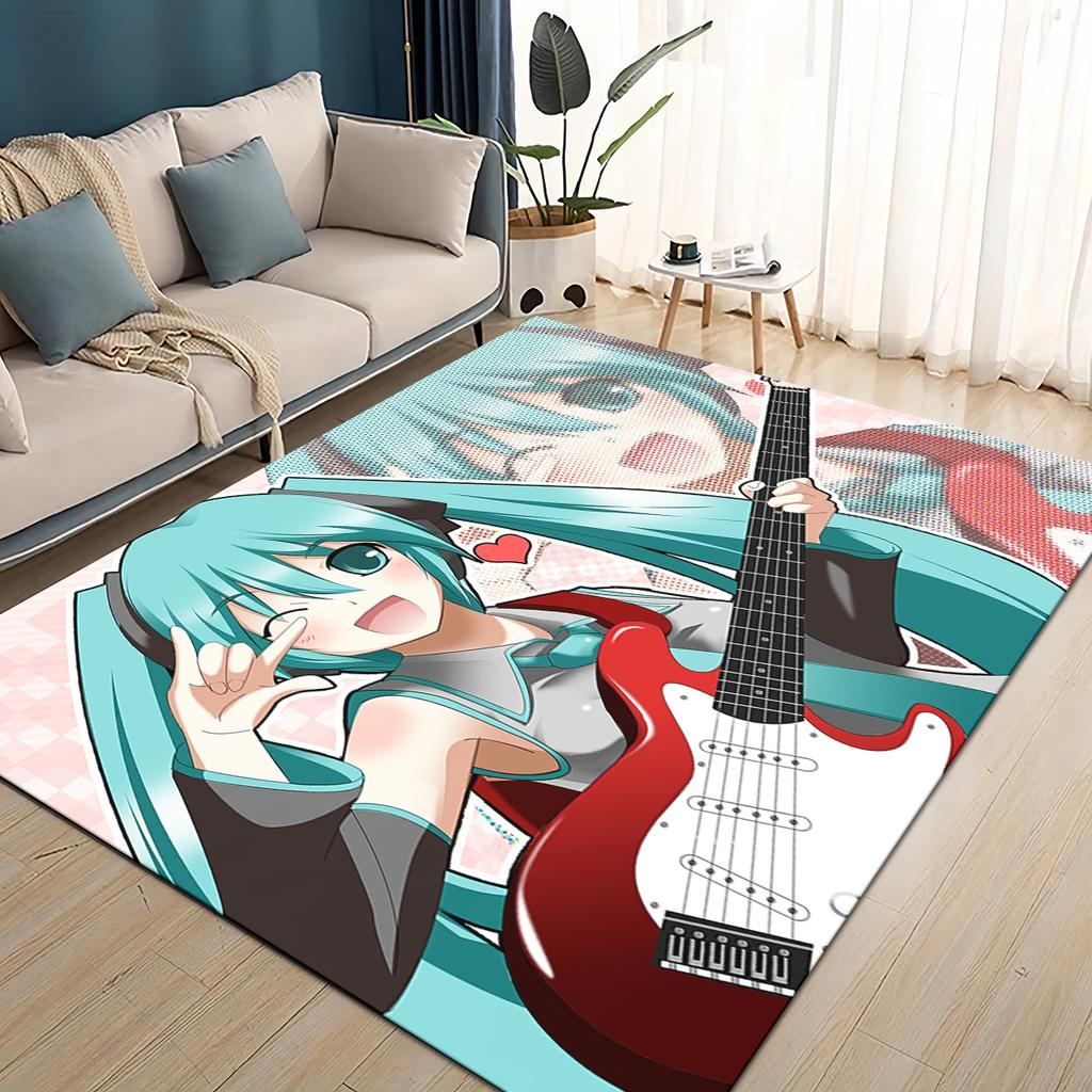 3D M-MIKUS Музыкальная VOCALOID Мультяшная Девочка Ковер для Гостиной Спальни Домашний Декор, Детская Игровая Нескользящая для Дивана Придверный Коврик