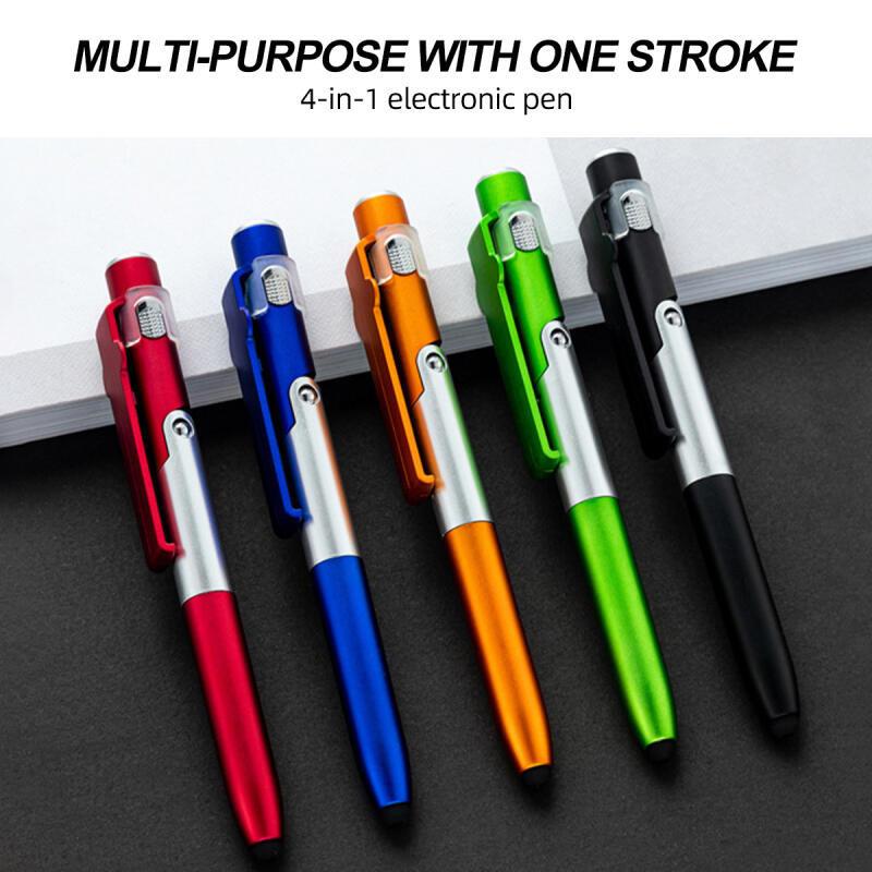 HdoorLink 4 в 1 многофункциональная шариковая ручка со светодиодной подсветкой складной держатель для телефона ночной карандаш для чтения и письма офис школьные канцелярские принадлежности для студентов