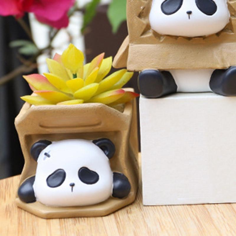 Cute Panda Head Shaped Planter Mold Flowerpots Molds Silicone Concrete Mould Hand-Making Supplies for Flowerpot Crafting