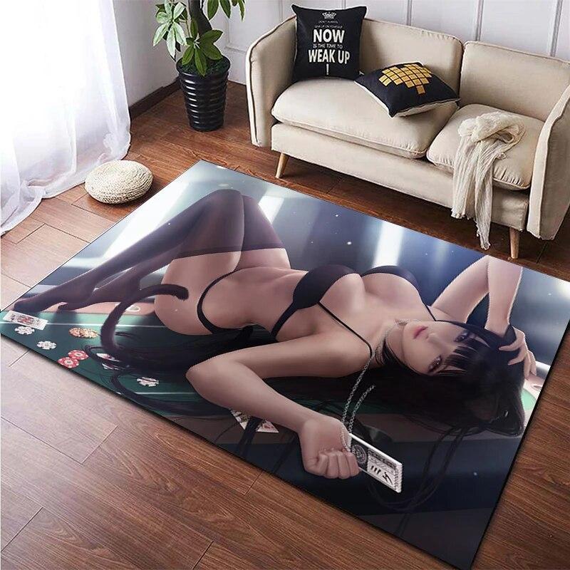 Горячий аниме сексуальная девушка, красивый ковер с принтом для гостиной, нескользящий коврик для спальни, современное украшение дома, напольный коврик для йоги