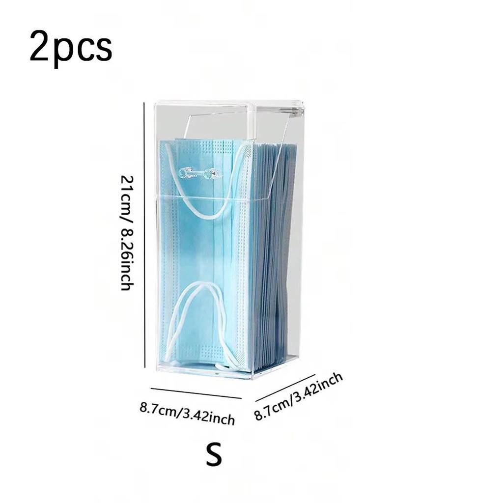 1/2pcs-Transparent Mask Storage Box with Cover Dust Mouth and Nose Cover Door Desk Entrance Mask Box