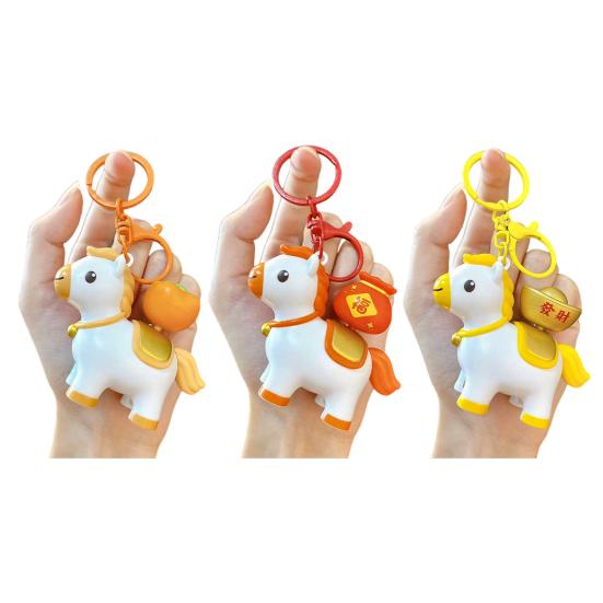 Portable Keychain Rotating Horse Design Key Ring Compact Size Horse Charm Miniature Decompression Toy