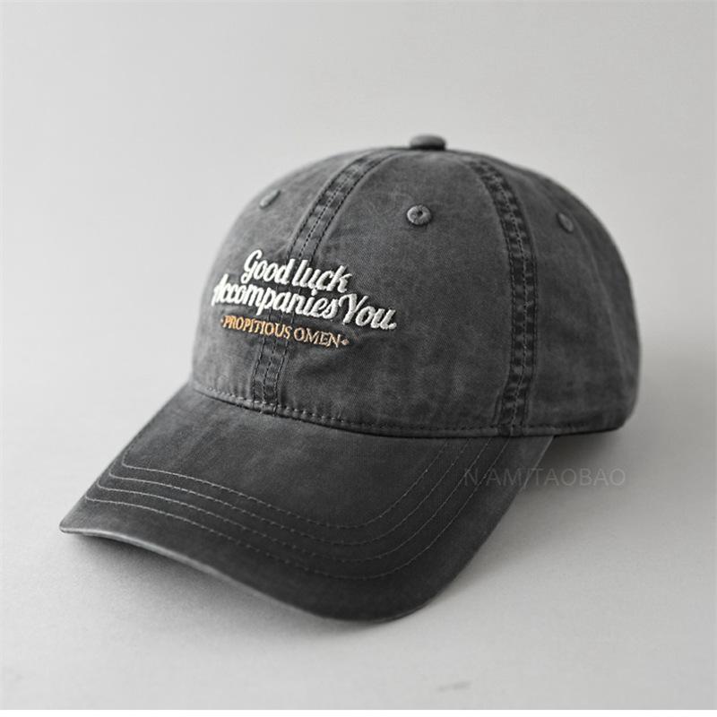 New vintage washed distressed embroidered letter baseball cap for men and women, suitable for couples, casual and versatile sun-shading duckbill hat