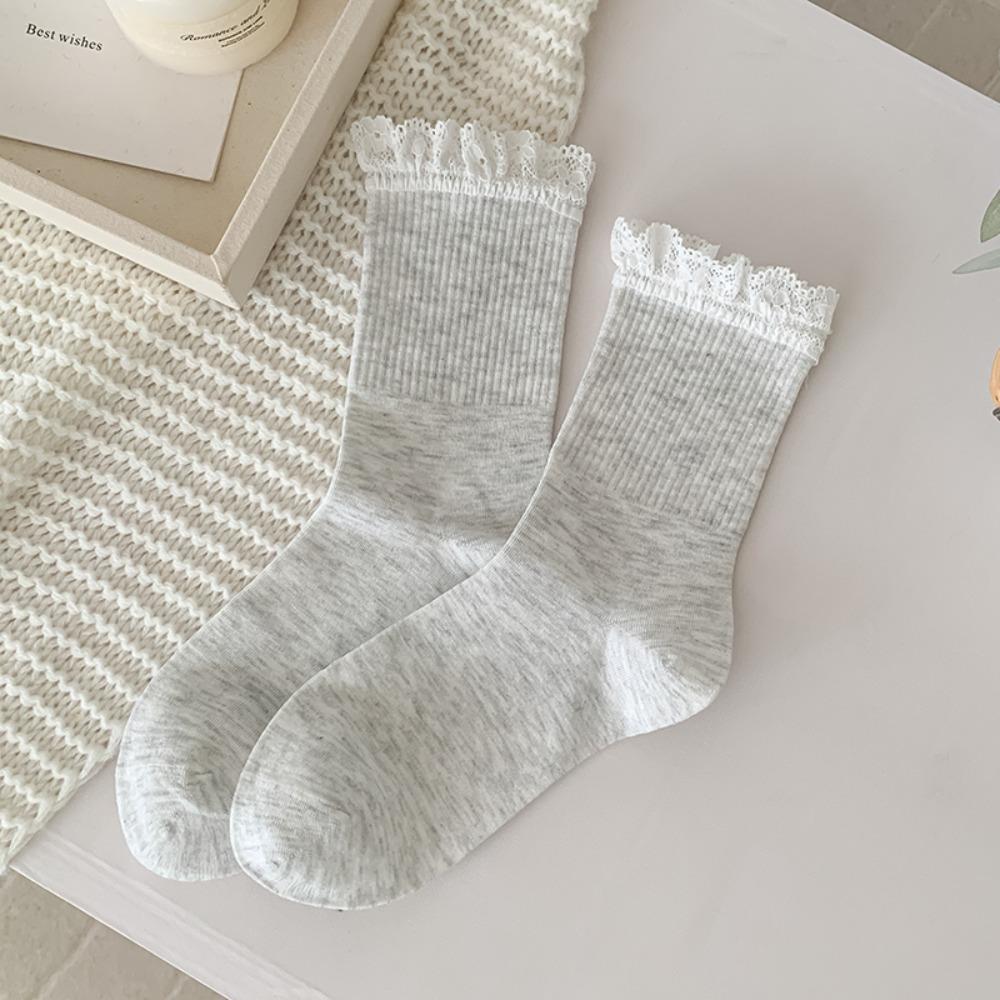Дышащие женские носки кружевные носки с оборками модные длинные носки