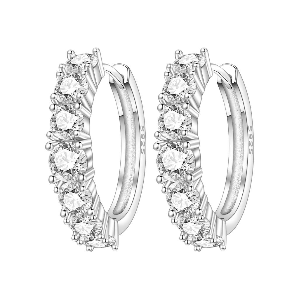 Orstarry S925 Silver Hoop Earrings Sparkling Blue Yellow Zircon Jewelry For Women Party Gifts