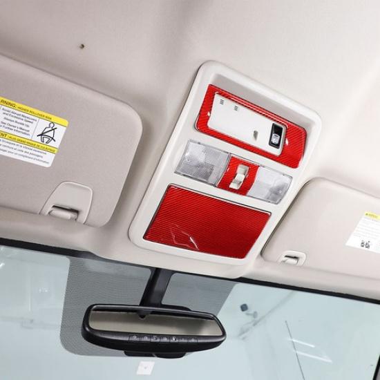 Red Carbon Fiber Front Reading Lamp Light Panel Sticker For Nissan Titan 2016-23