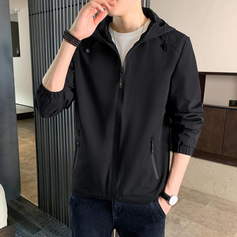 Jacket Spring and Autumn Men's Hooded Slim Jacket Korean Style Trendy and Handsome Men's Clothing