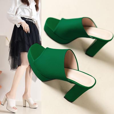 Классические тапочки Fish Mouth для женщин, летние, новые, европейские, американские, модные, на толстом каблуке, на толстой подошве, на высоком каблуке