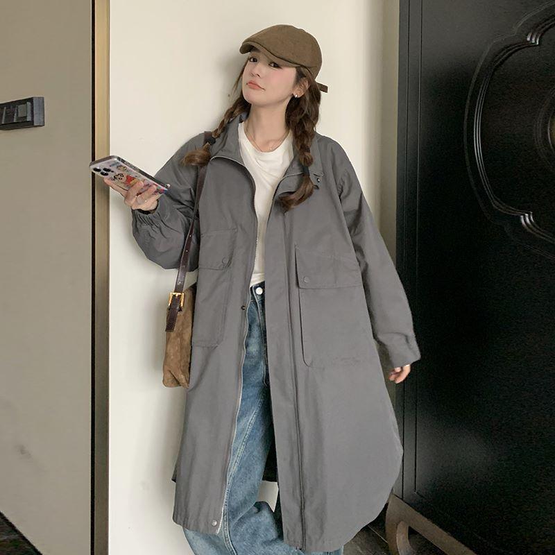 Trench Coat Women's Spring and Autumn New Korean Version Loose Large Size Casual Foreign Style Hooded Coat