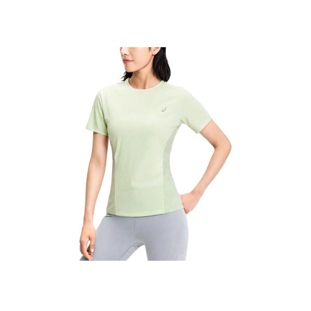 Asics Reflective Logo Running Short Sleeve T-Shirt Women Tops Green 2012D247-300