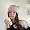 Embroidery Cat Ears Hat Bow Winter Knitted Hat Personality Knitted Beanie Hat  Winter/Autumn